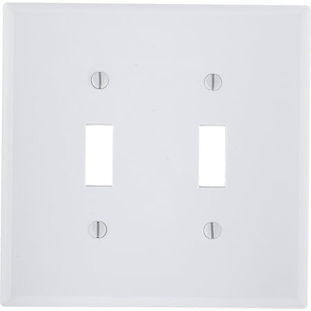 Leviton 2-Gang Plastic Toggle Switch Wall Plate, White 001-88009